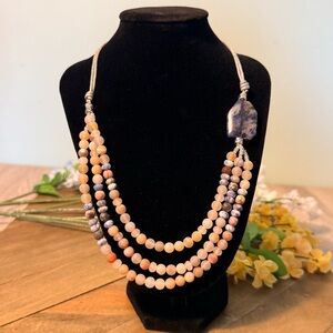 J. Jill NWT Boho Multi-Strand Adjustable Necklace with Sodalite Crystal Beads